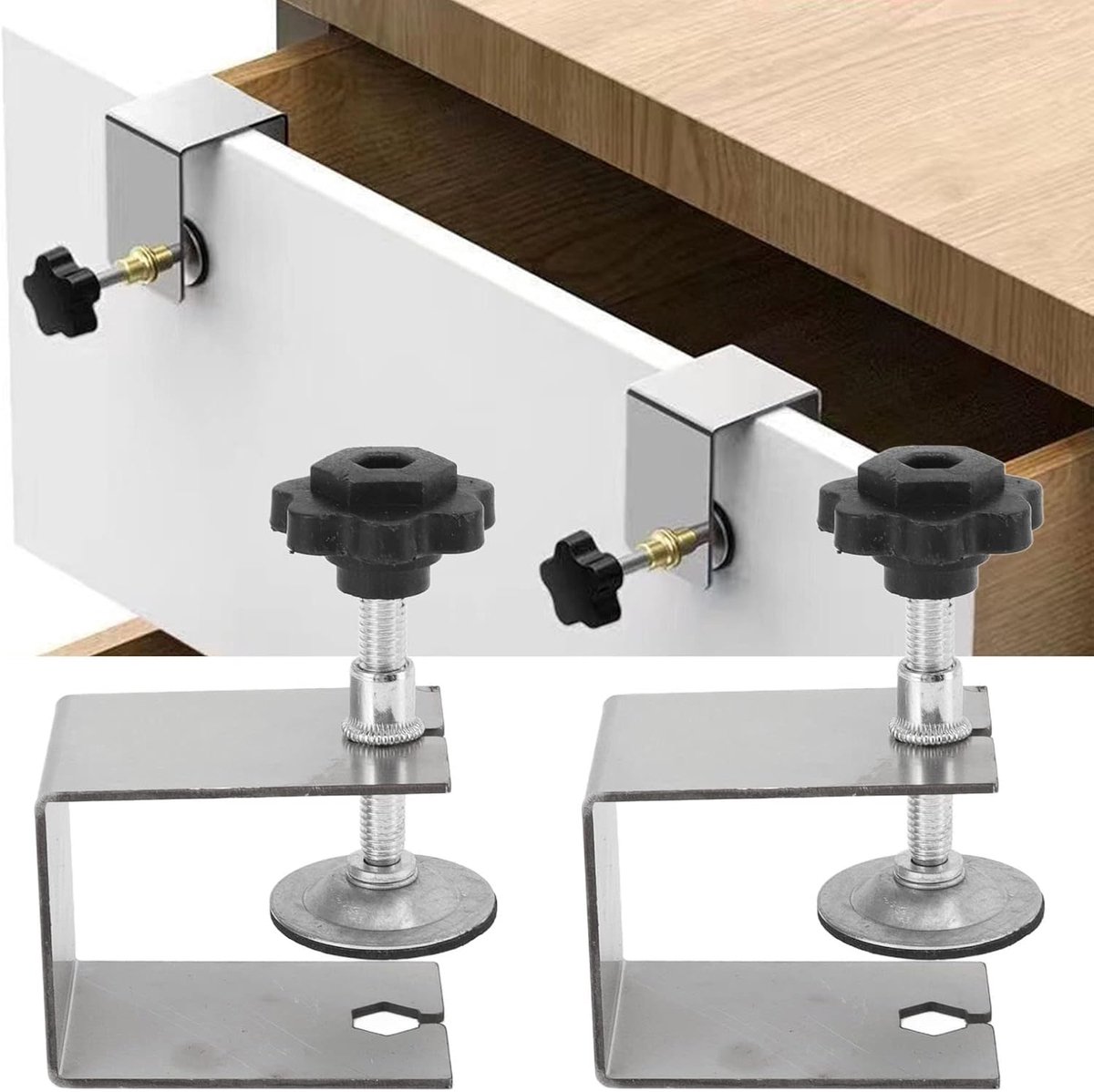 Drawer Front Installation Clamps, Clamp Universal Jig Cabinet Tool, Drill Hole Guide Position Tools for Carpenter - ShopVlot