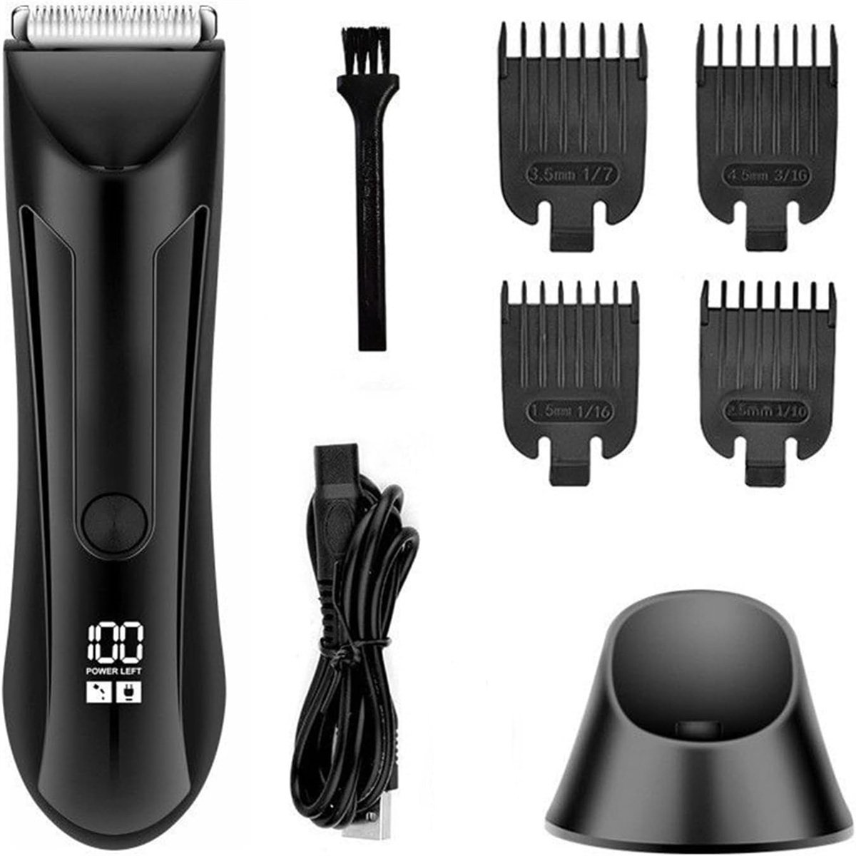 QTTVBTNA -Baardtrimmer voor Mannen - Oplaadbare Trimmer - Waterbestendig - Draadloos - RVS Messen - 4 Opzetkammen - Inclusief Oplaadstation