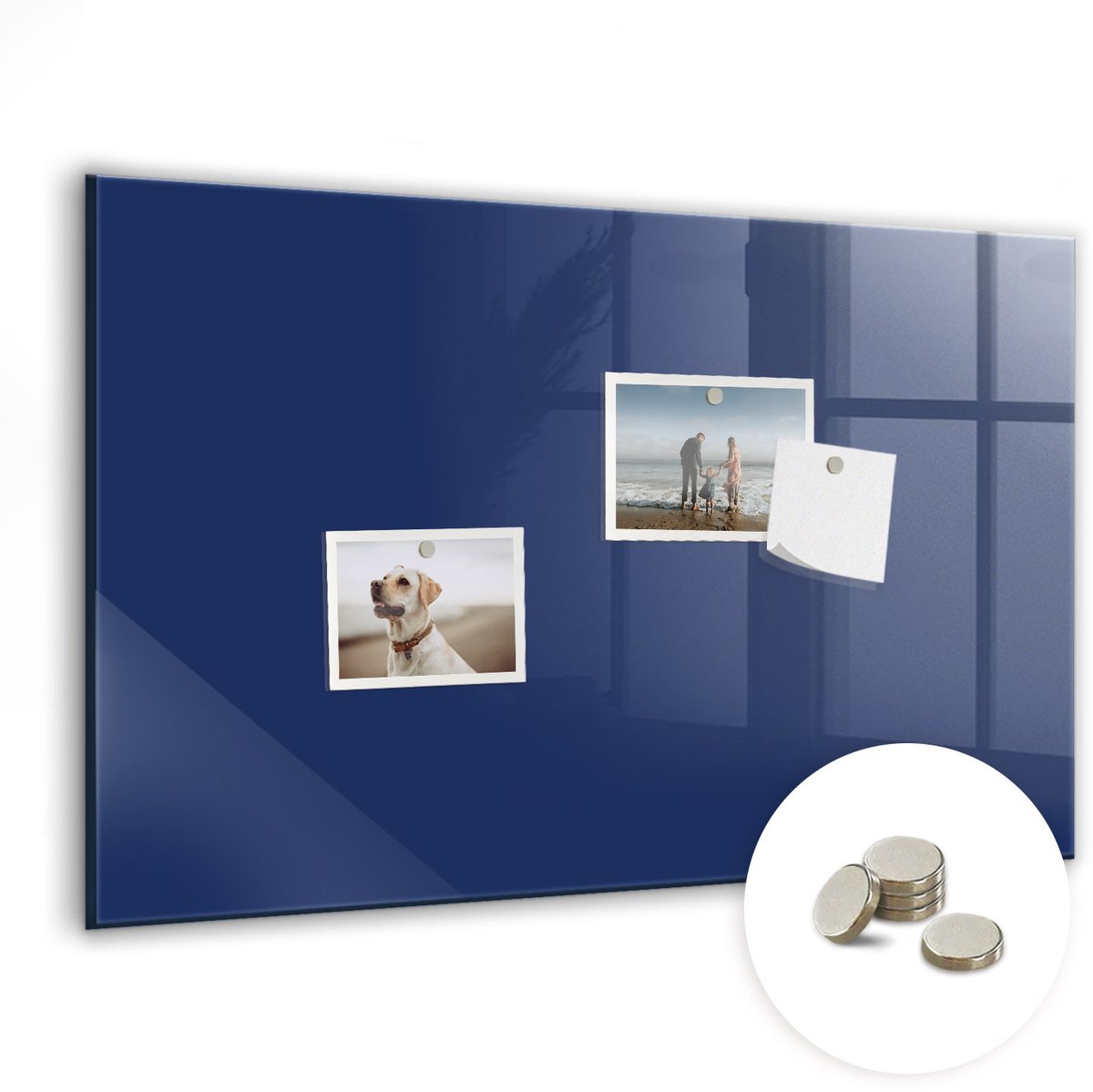 Coloray Glazen Magneetbord - Magnetisch Bord Marineblauwe kleur - 60x40 cm - Marine Magneetbord - Magnetic Board - Woonkamer Decoratie
