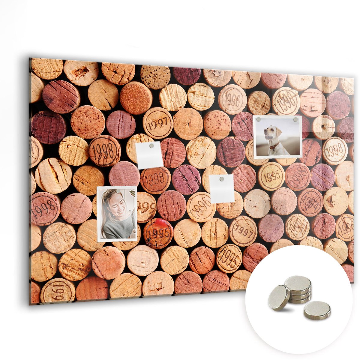 Coloray Glazen Magneetbord - Magnetisch Bord Namen van de continenten - 90x60 cm - Bruin Magneetbord - Magnetic Board - Wanddecoratie