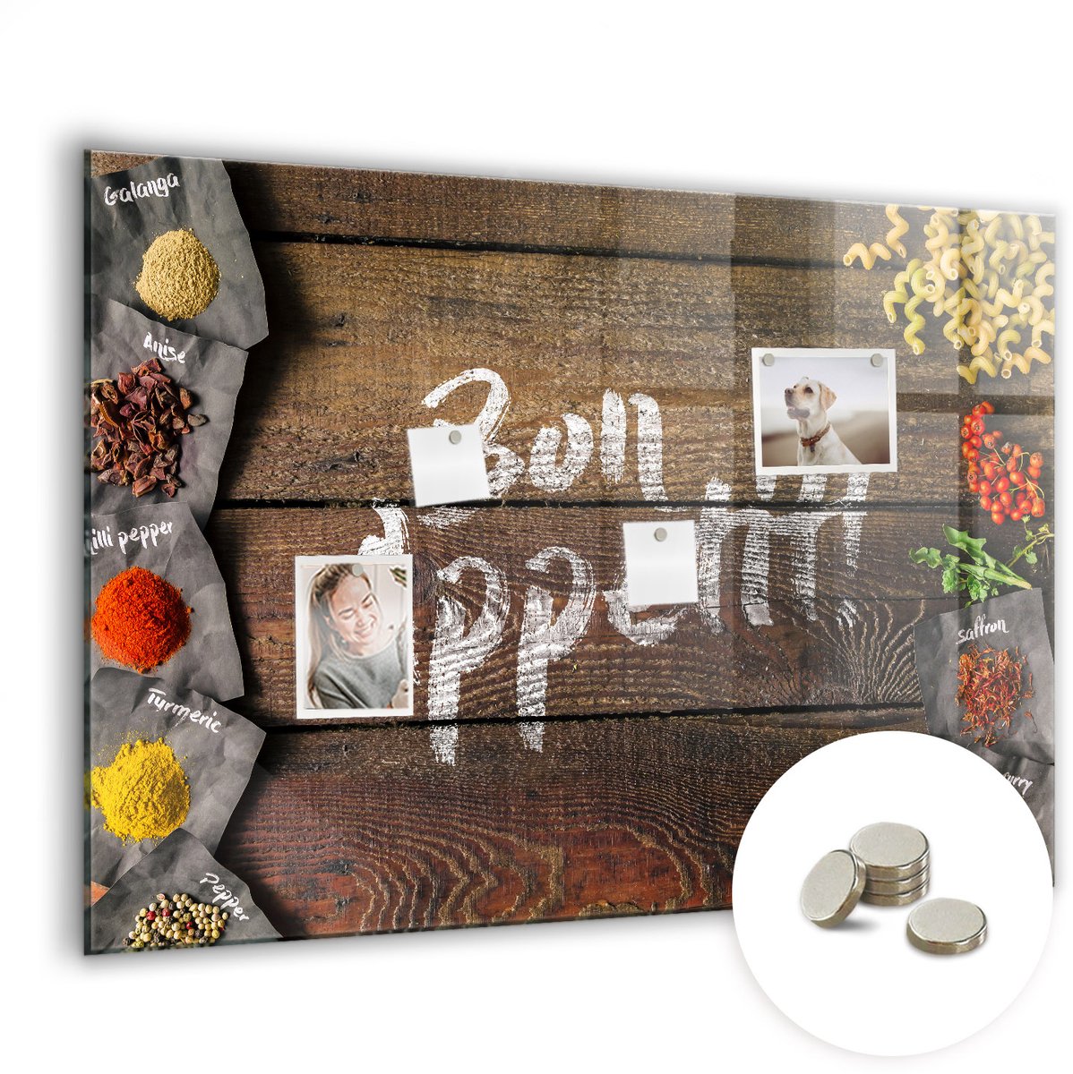 Coloray Glazen Magneetbord - Magnetisch Bord Wereldkaart met ondertitels - 100x70 cm - Bruin Magneetbord - Magnetic Board - Magneetbord Design