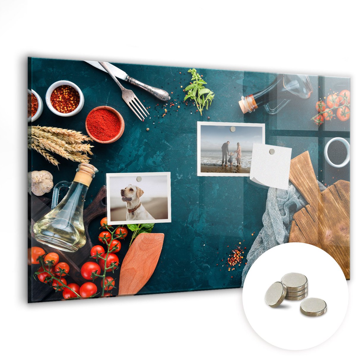Coloray Glazen Magneetbord - Magnetisch Bord Keukengerei - 60x40 cm - Veelkleurig Magneetbord - Magnetic Board - Keuken Decoratie