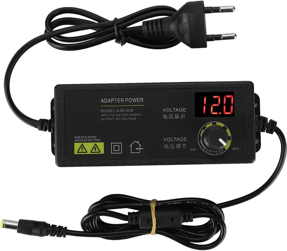 SnelShoppen - Motor Snelheidsregeling Adapter 60W 5A - Spanning Instelbaar van 3V tot 12V - LED Display voor LCD Monitoren en LED Strips