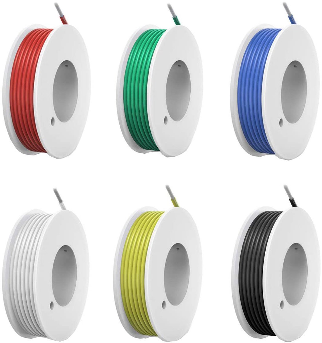 SnelShoppen - Elektrische Kabel Set 20 AWG Tinned Copper, Kleur Kabel Set, Flexibele Siliconen Kabel, 6 Rollen van 8 Meter, Verbinding Kabel voor Elek