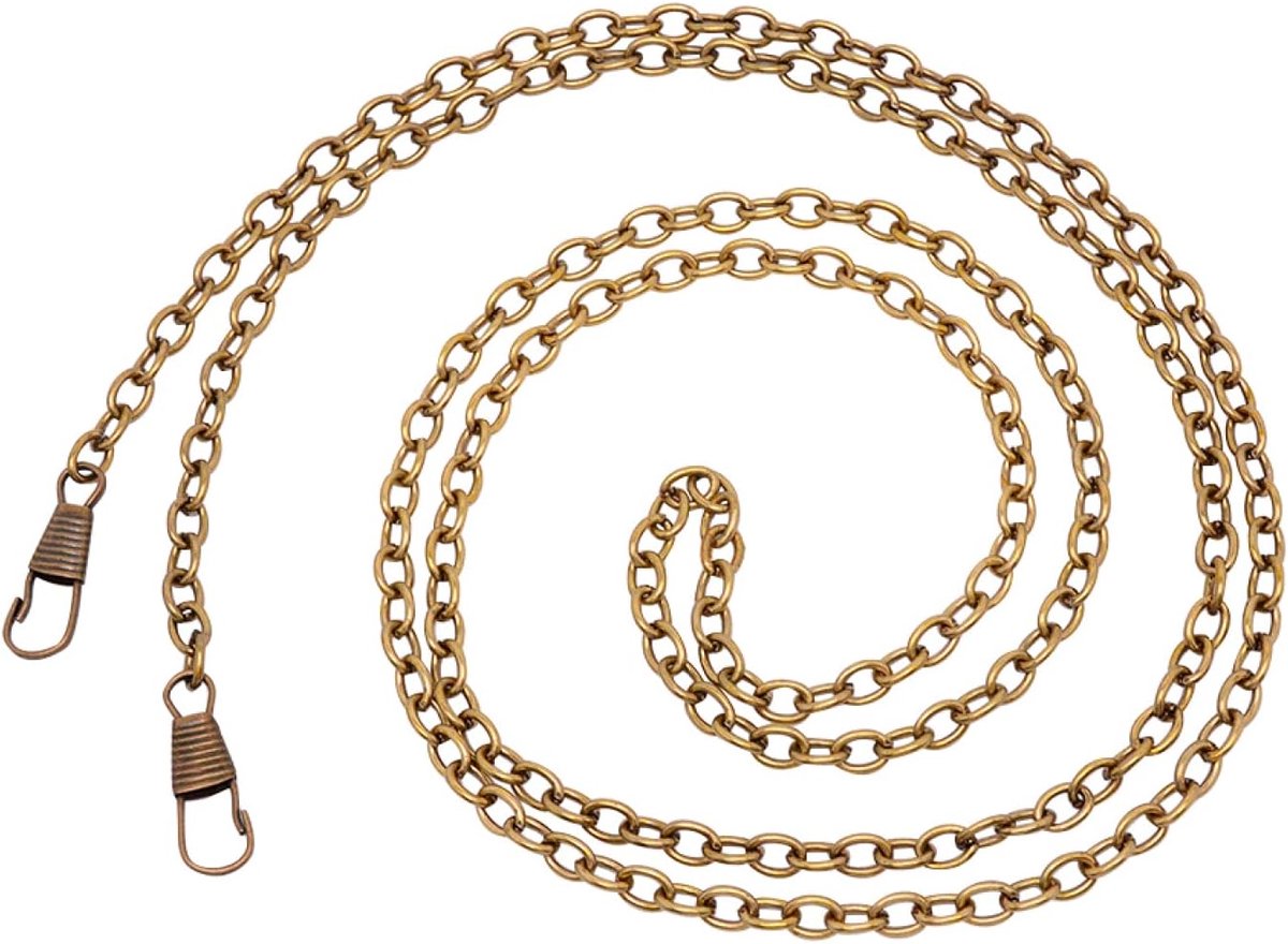 SnelShoppen - Beadthoven 10 Stuks Handtas Kettingen 120cm IJzeren Platte Kabel Ketting Vervangingen met Metalen Sluitingen voor Schoudertas, Antique B
