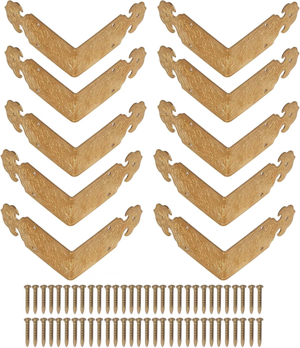 SnelShoppen - 10 Sets 5cm Hoek Beschermers Antieke Koperen Randen Meubel Bescherming Decoratie voor Tafels, Kasten, Dozen, Hout, Bruin