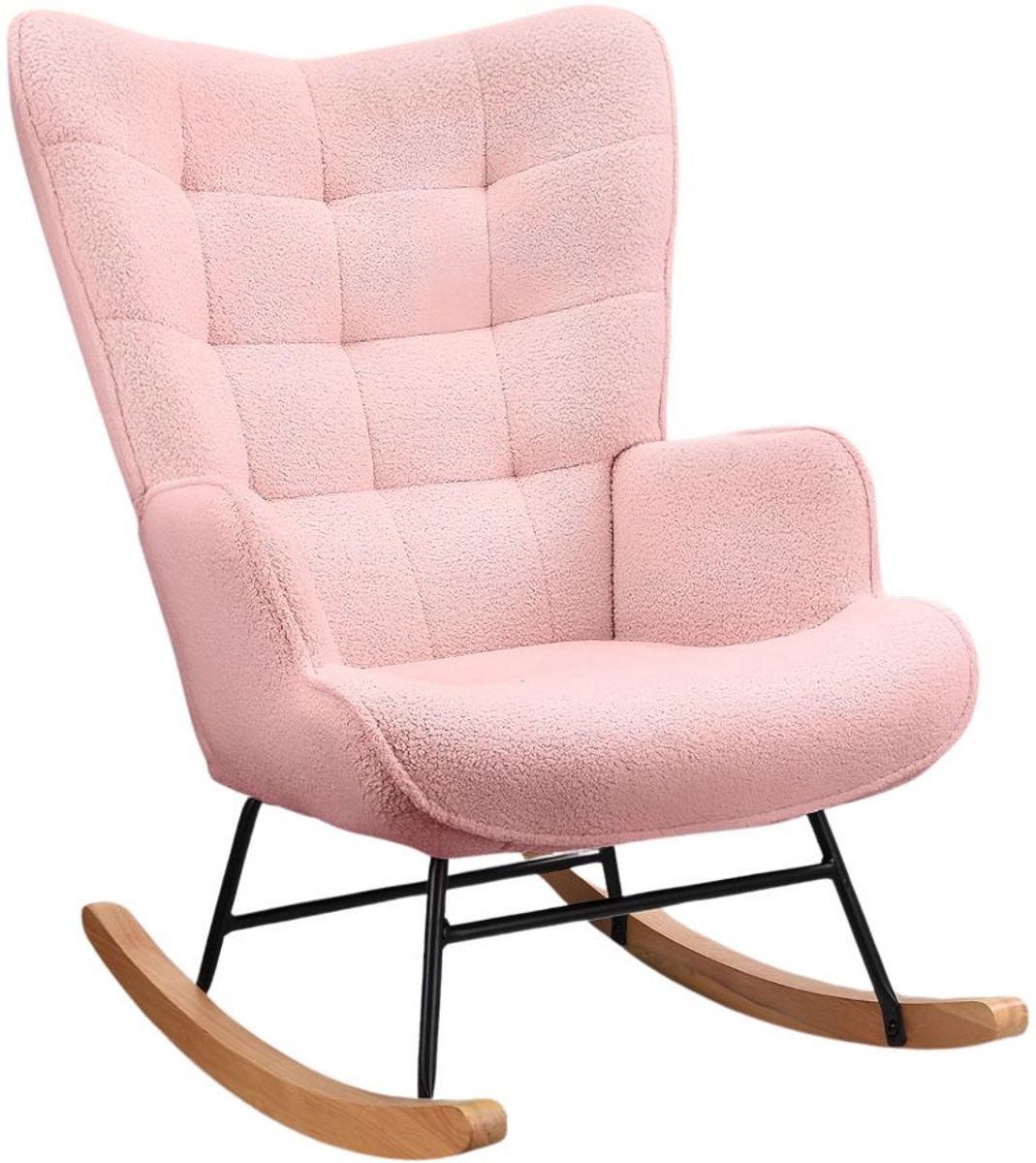 Lìon® Woonkamerstoel Schommelstoel - Schommelstoel met Hoge Rugleuning - Schommelstoel - Roze - 70cm x 34cm x 69cm