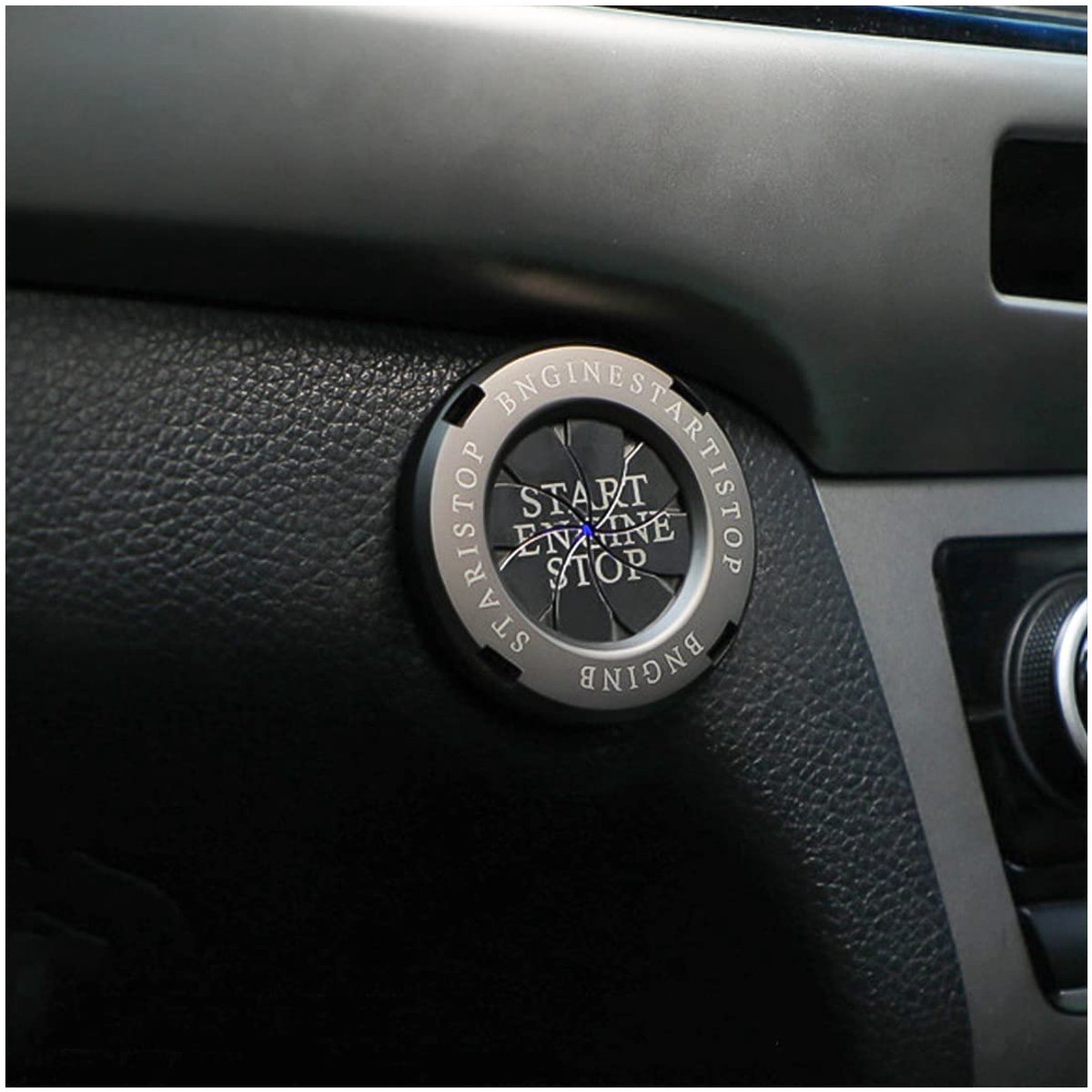 SnelShoppen - JNNJ Start Stop Knop Bedekking, Auto Start Knop Deksel, Krasbestendige Start/Stop Schakelaar Cover voor Auto's, Zink Legering, Titanium