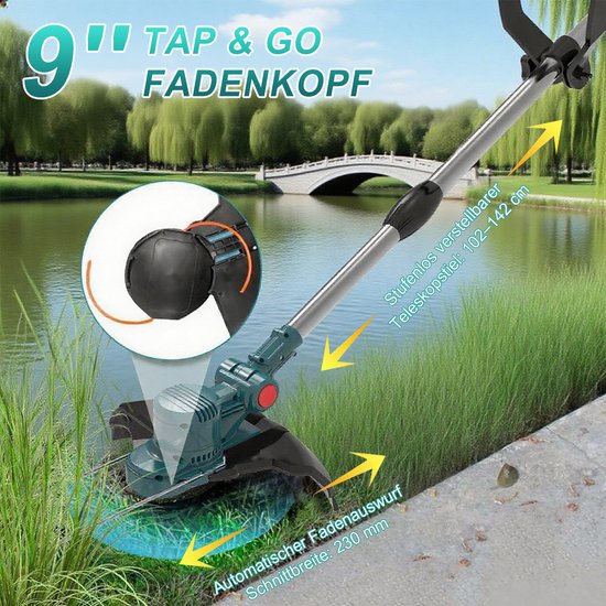 Elektrische Grastrimmer - 750W Accu Grasmaaier & 4-in-1 Trimmer met 2x 4000mAh 21V Accu + Lader - Borstelloze Motor, 4-in-1 Multifunctioneel, Verstelbaar van Merkloos	 — afbeelding 5