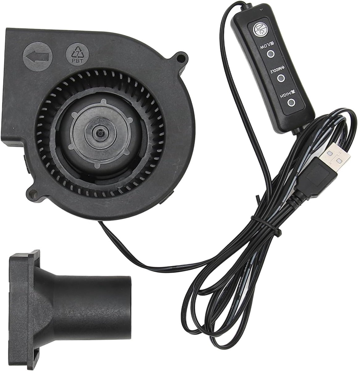 SnelShoppen - USB Ventilator 3.8 Inch - Krachtige Koeling met 3 Snelheden voor PC, Elektronica, 3800RPM, DC 5V, Compact en Draagbaar voor Thuis, Kanto