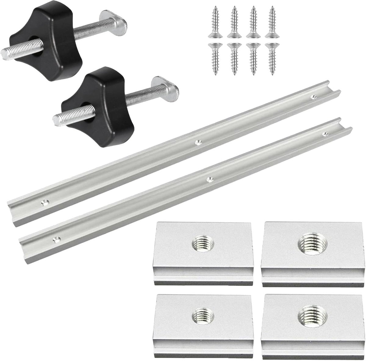 SnelShoppen - Houtbewerking Gidsrail Chute 500mm met Zelftappende Schroeven, T-Track Rails Set Aluminium Miter Slider met Glij- en Handgreep voor Hout