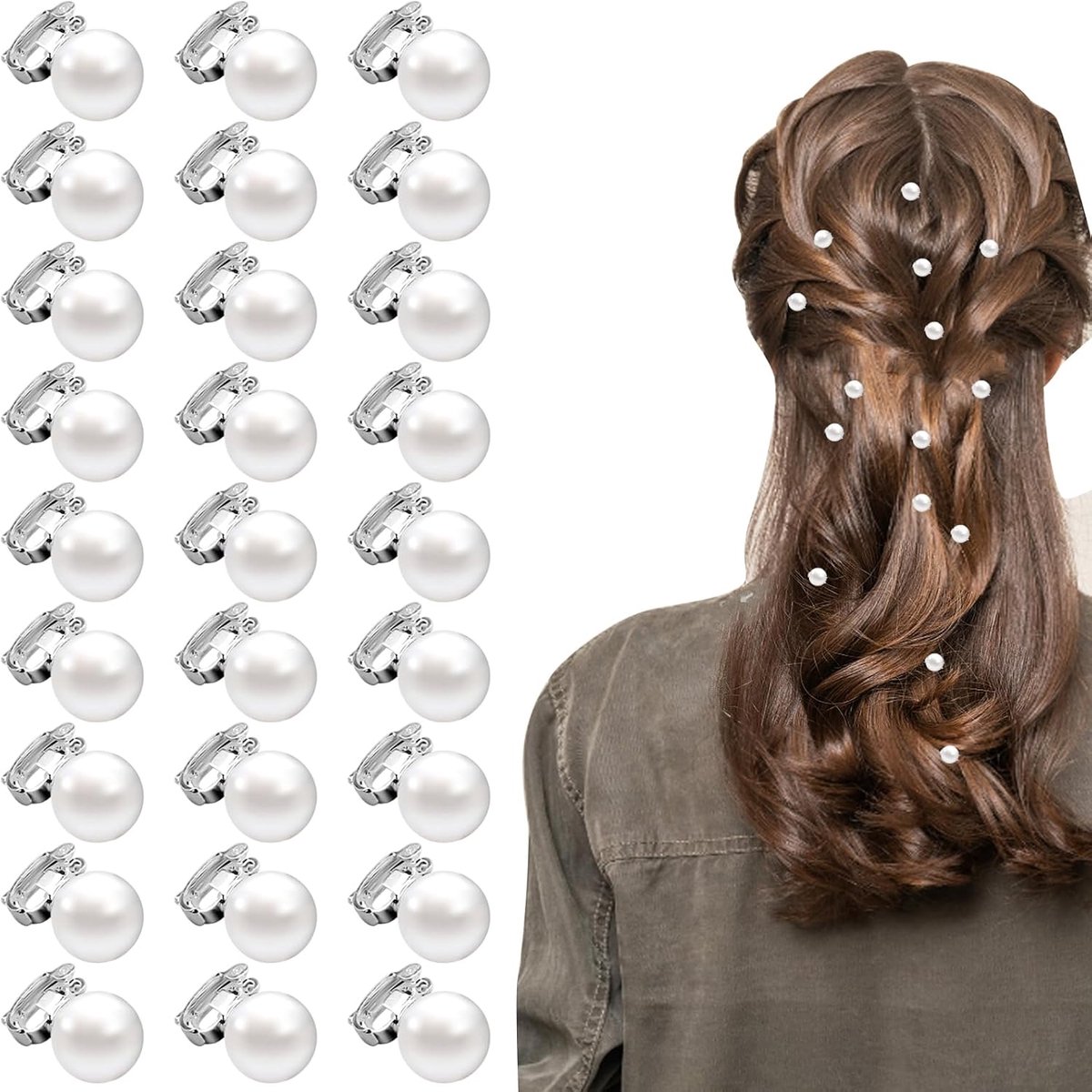 SnelShoppen - 30 Stuks Haarspelden Parel Haar Clips voor Vrouwen Meisjes Bruiden - Witte Parels, Schattige Haaraccessoires Versiering voor Feestelijke
