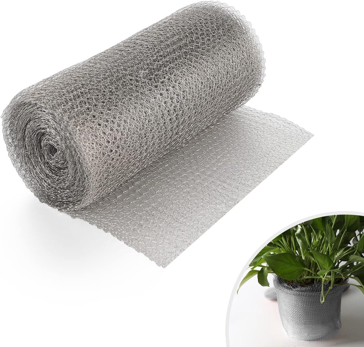 SnelShoppen - RVS Draadgaas 12,5 cm x 6 m, Anti Slakken Fence, Roestvrij Staal Bescherming voor Tuinplanten, Flexibel en Duurzaam, Tuinaccessoire