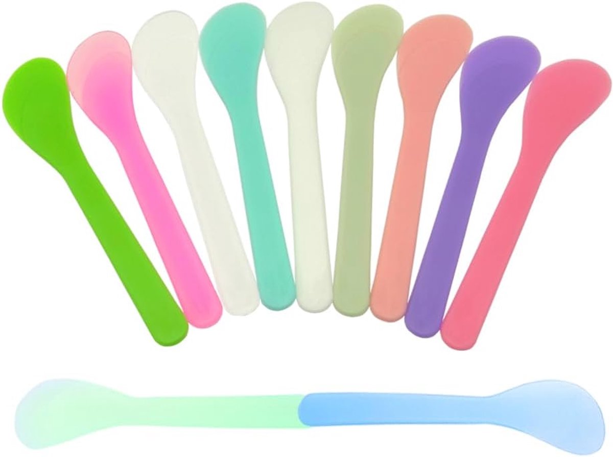 SnelShoppen - 100 Stuks Make-up Spatels, Multikleur Plastic Cosmetische Crème Lepels, Herbruikbare Disposable Applicators voor DIY Mengsels, Perfect v