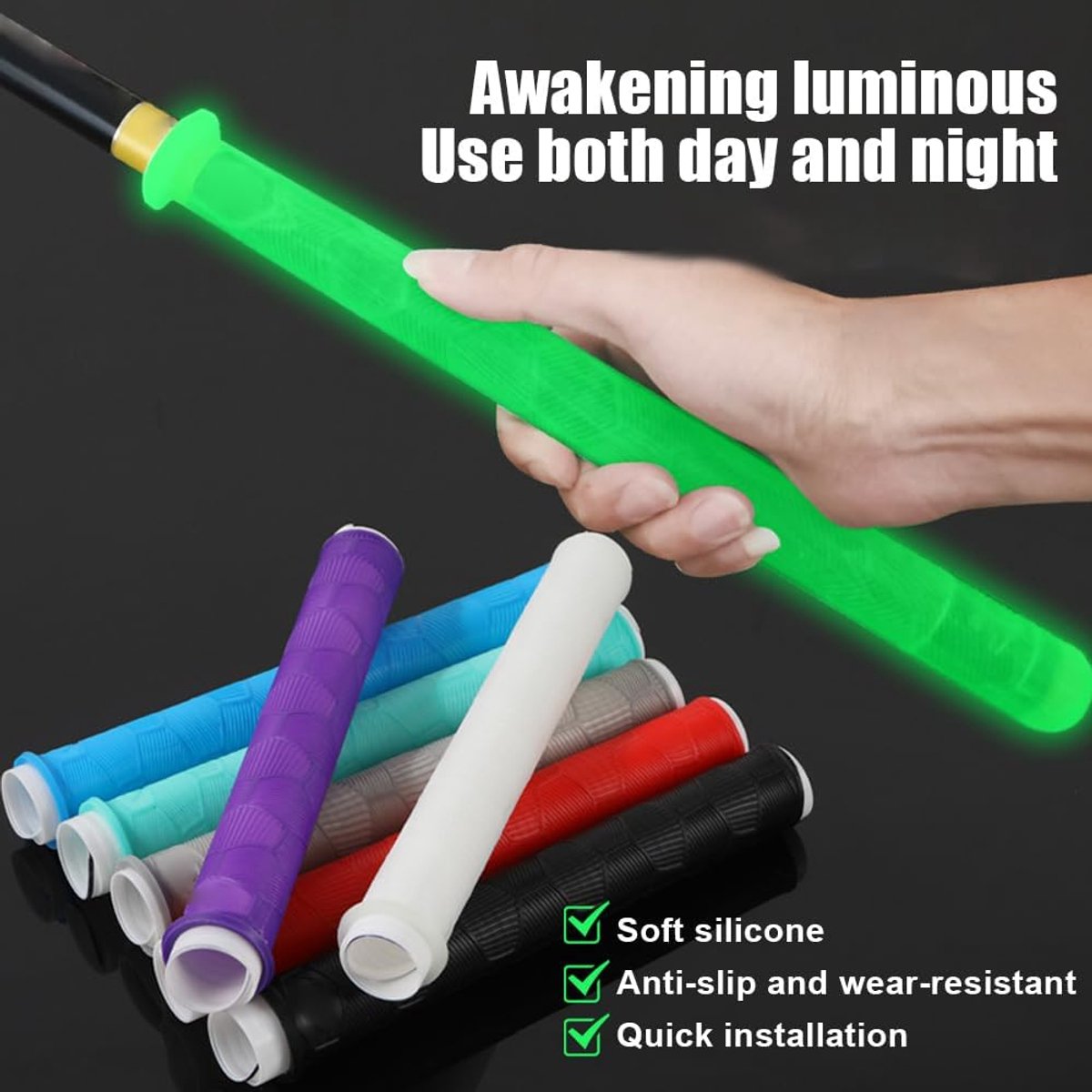 SnelShoppen - Hengel Handvat Mouw - Antislip Silicone Hengel Bescherming voor 13mm-37mm Handvatten - Nachtlichtfunctie voor Nachtvissen