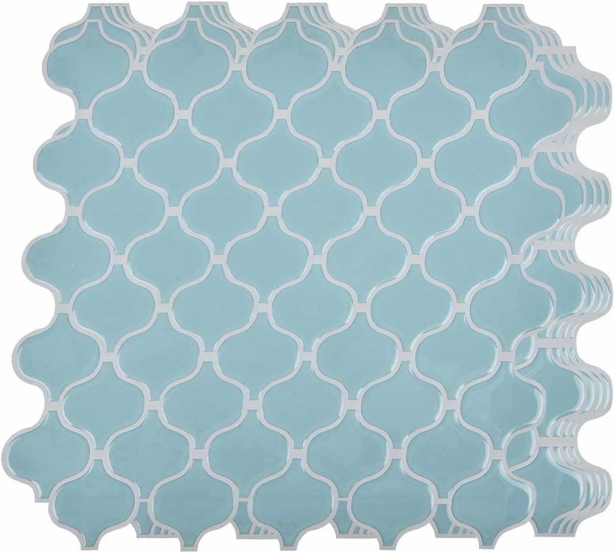 SnelShoppen - Pack van 10 3D Beschermende Film Zelfklevende Wandstickers Arabesque Stijl Waterdichte Sticker Achterwand Tegelstickers voor Thuis, Keuk