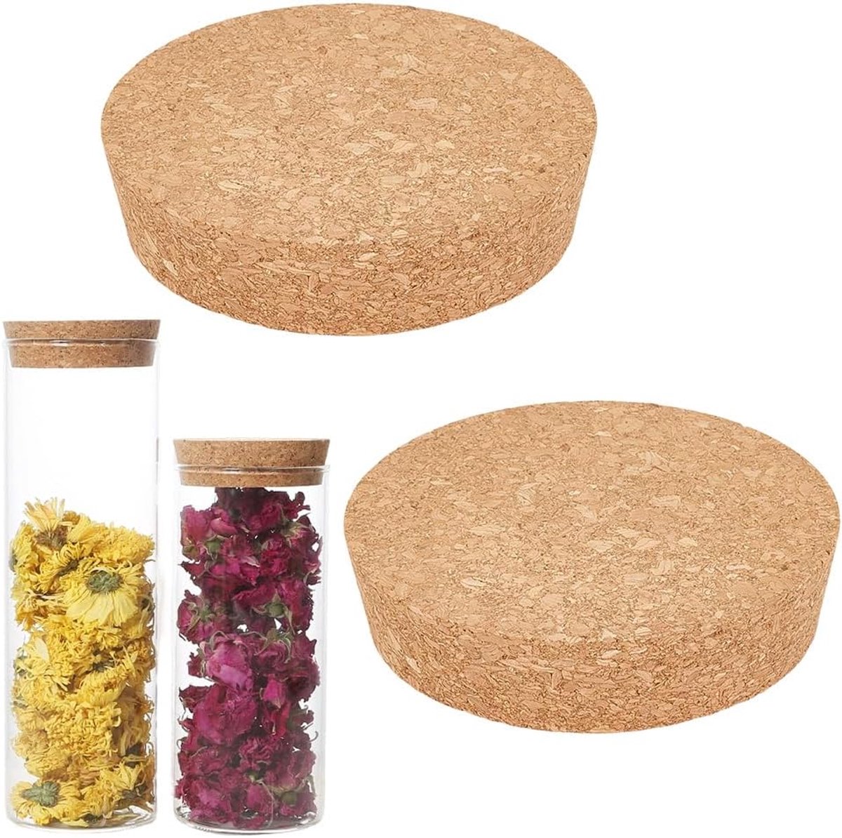 SnelShoppen - 2 Stuks Grote Kurkflesstop - Natuurlijk Hout - 10-11 cm Taps Toelopend - Duurzame Deksels voor Wijnflessen, Potten en DIY Craft - Perfec