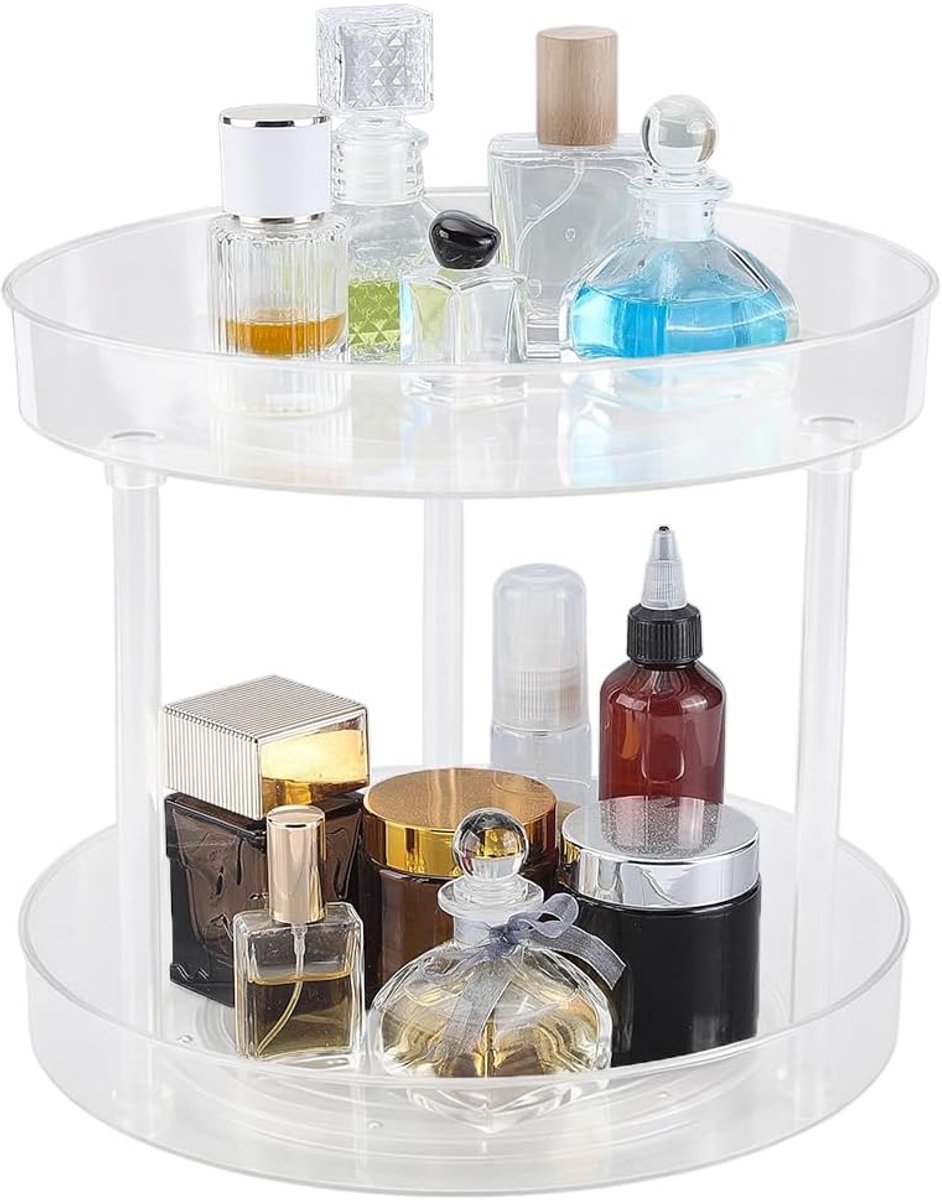 SnelShoppen - 360° Draaiende Acryl Makeup Organizer, Duidelijke Acryl Draaischijf, Organizer voor Keuken, Badkamer, Makeup, Opslag, Rotatie, Kledingka