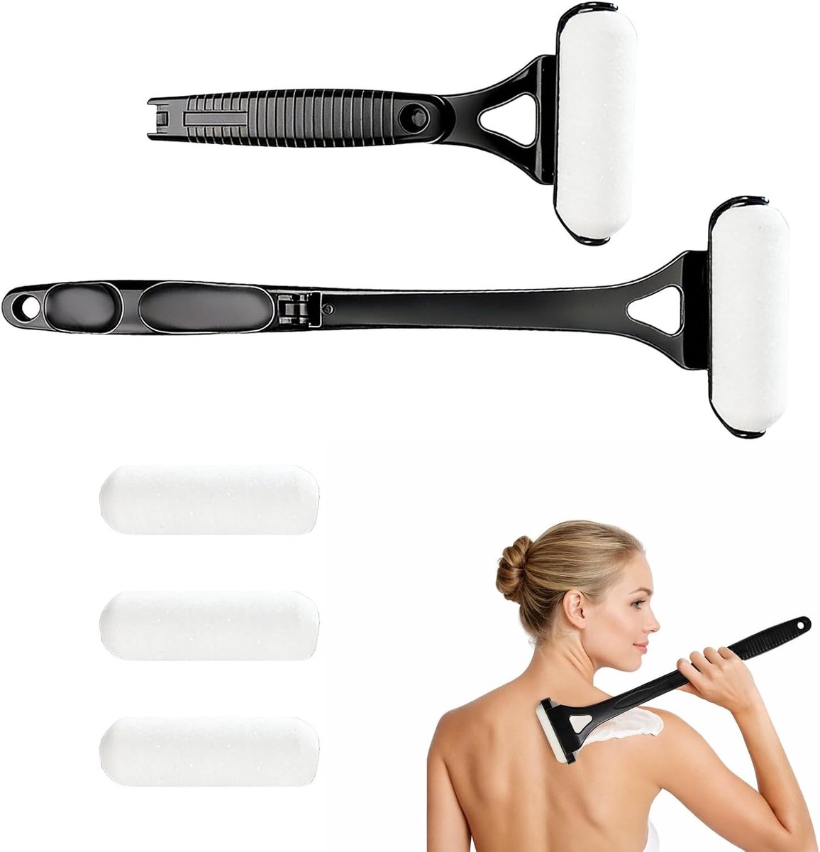 SnelShoppen - Incrèmehulp voor rug 46,5 cm met lange handgreep, opvouwbare ruglotion-applicator voor zonnecrème, lotion en douchegel, ergonomisch ontw