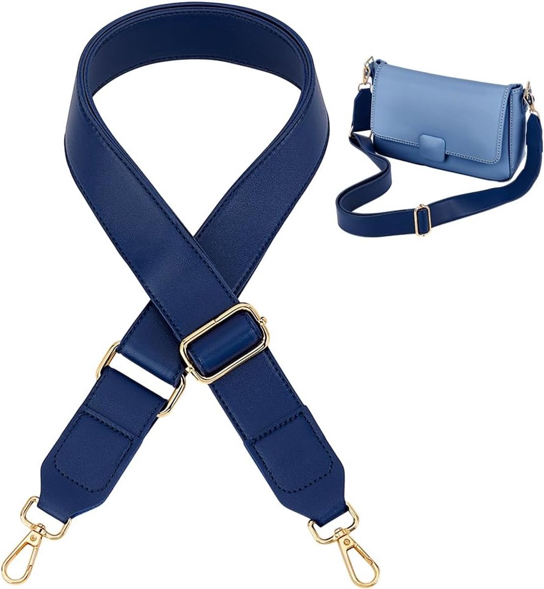 SnelShoppen - Verstelbare Leren Taslus 32.6~137.2cm Blauw Handtas Band 1.5 Inch Breed Vervangingshandgreep voor DIY Dames Handtassen Schoudertassen Me