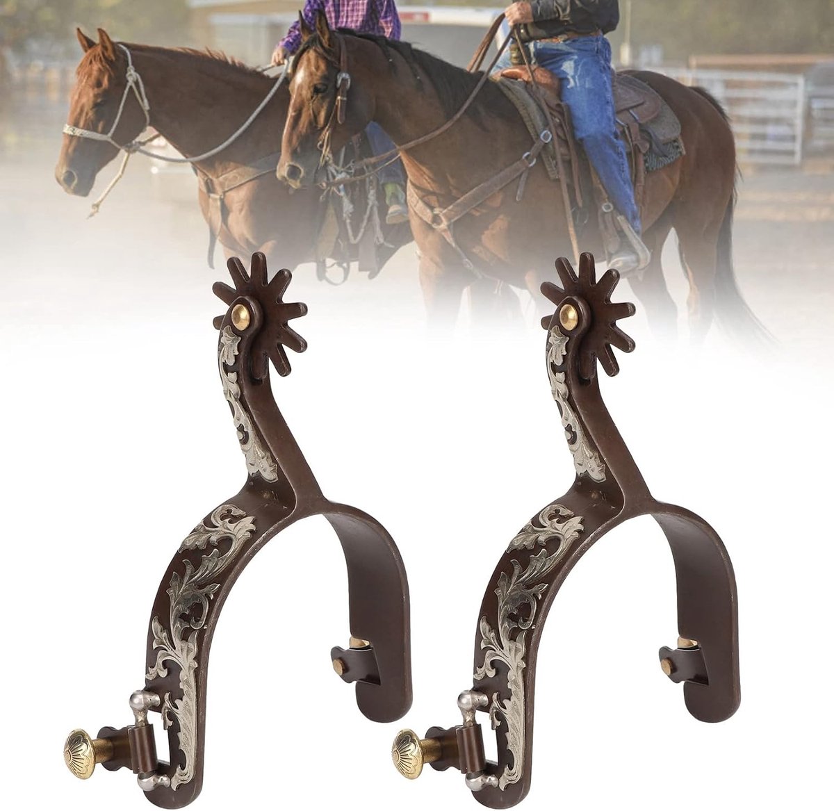 SnelShoppen - 2 Stuks Western Spurs, RVS Paardensporen met Draaibare Tandwiel Retro Brons Laag Koolstofstaal Paardensporen Accessoires voor Ruiters