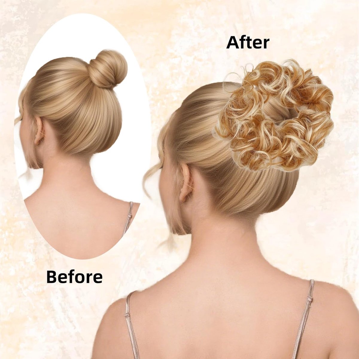 SnelShoppen - Messy Bun Haaraccessoire met Zijkam en Clip voor Vrouwen - Aanpasbare Stijlen, Eenvoudige Haarstukken, Donkerblond, Perfect voor Feest e