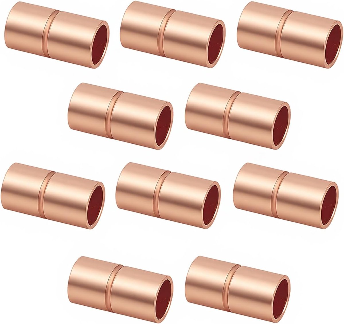 SnelShoppen - 10 Stuks 1/4 Inch Koper Fittingen met Rechte Aansluiting, Verbinder voor Lassen van Koperen Buizen, Push Coupling met Glijdende Scharnie