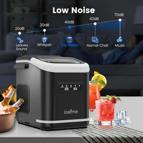 Emvae IJsblokjesmachine - IJsblokjes Maker - 12 kg per 24 uur - Zelfreinigend - Instelbare IJsmaat - LED - Zwart — afbeelding 2