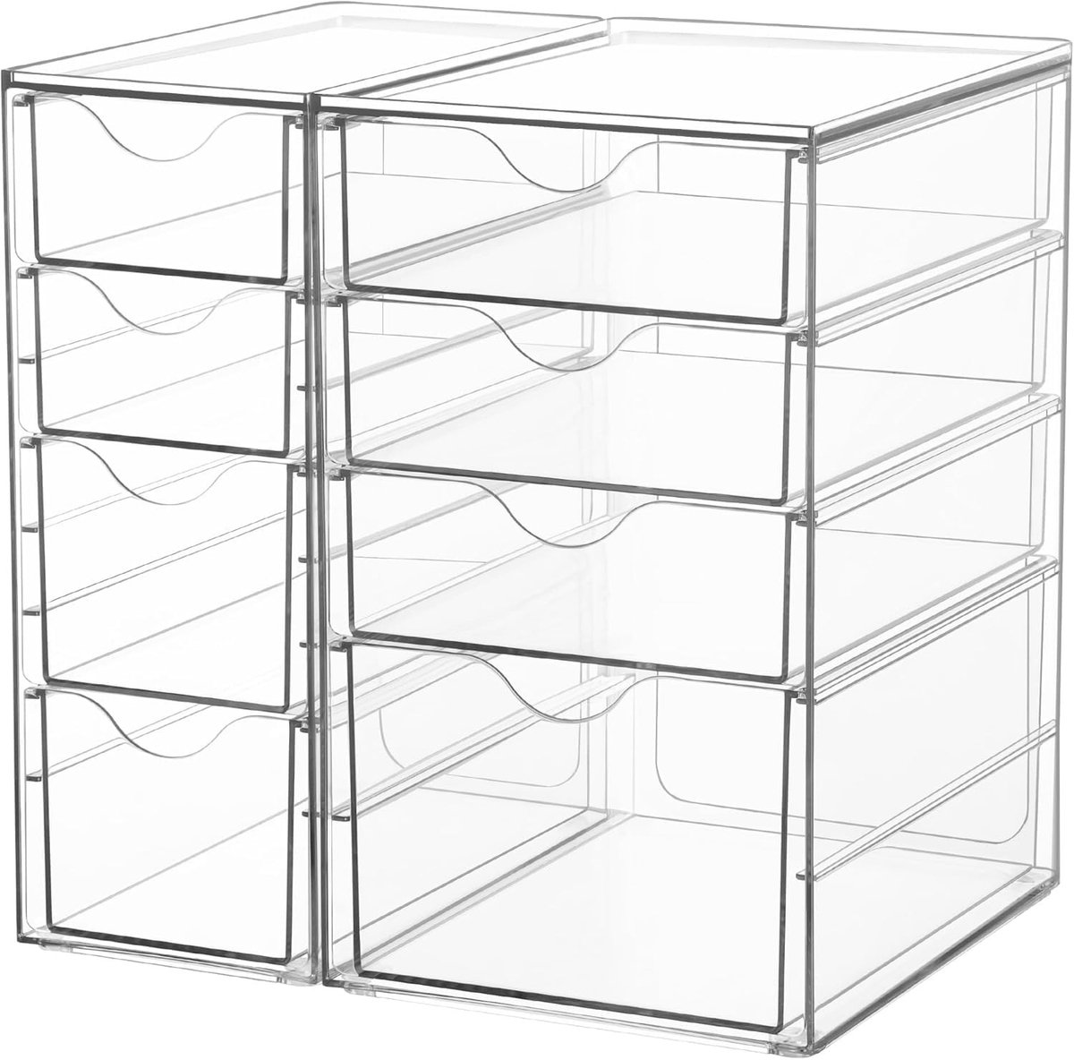Organiseer je Bureau met een Transparante Desk Organizer met 8 Laden voor Kantoor, Creativiteit en Make-up Accessoires