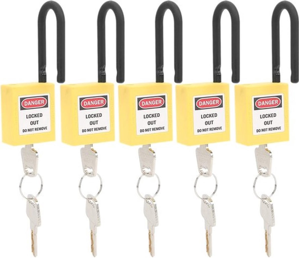 Slot, 5 Sets Slot Rood Slot Tagout Veiligheidsslot, Veiligheidsslot voor Industriële Locatie (Geel)