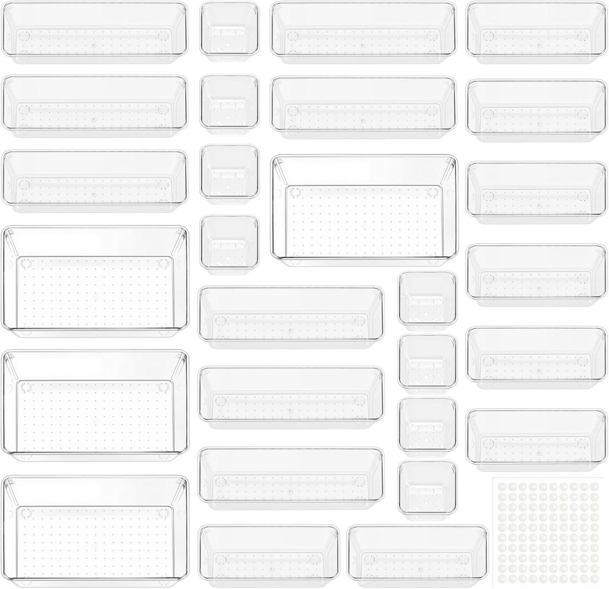 SnelShoppen - 28 Stuks Lade-Organizers Set, Make-up Organizer in 4 Maten, Multifunctionele Opbergdozen voor Badkamer, Keuken en Kantoor - Perfect voor