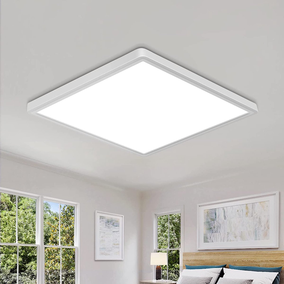 Riserva LED Plafondlamp Vierkant 24W Wit Modern Design 2700lm 6500K voor Woonkamer Slaapkamer Keuken Badkamer