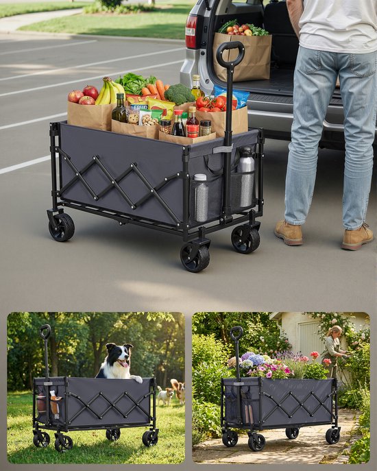 SONGMICS GFW150GD01 - Opvouwbare Bolderkar - Met Trekstang en 4 Versterkte Wielen - Draagvermogen 120 kg - Voor Outdoor en Tuin van Songmics — afbeelding 2