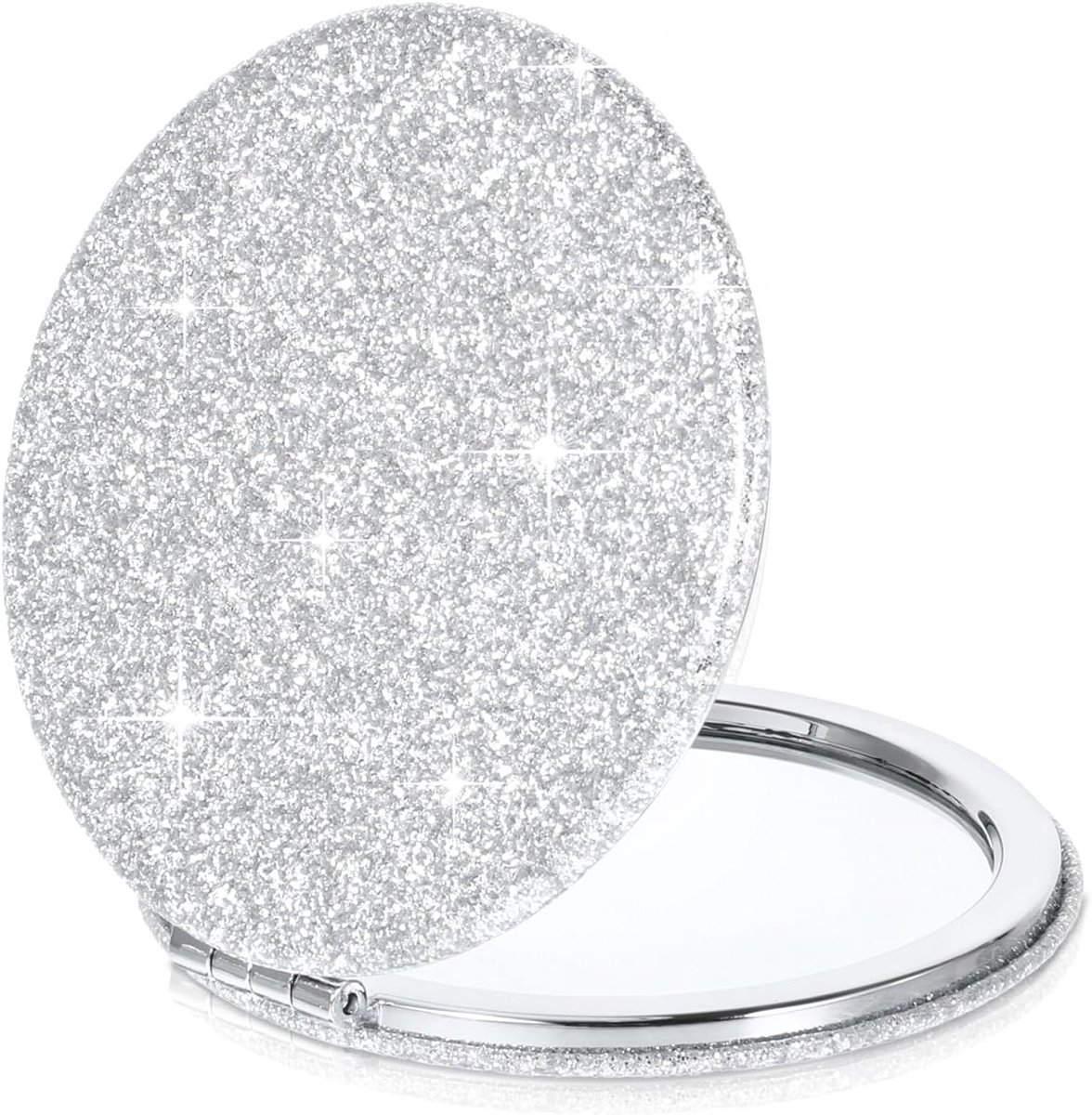Dailygoods - Glitter Compacte Zakspiegel - Dubbelzijdige Opvouwbare Handspiegel voor Vrouwen