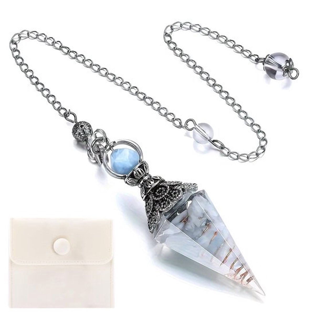 Pendel esoterische geschenken, hars pendulum, edelsteen kristallen, helende stenen, hanger
