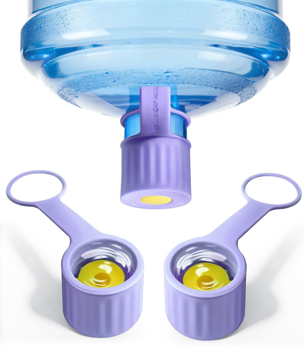 Paarse waterton dop set van 2 stuks met anti-verlies lus - universeel navuldeksel voor 55mm drinkwater flessen - lekvrije herbruikbare plastic dop voor jerrycan watervat