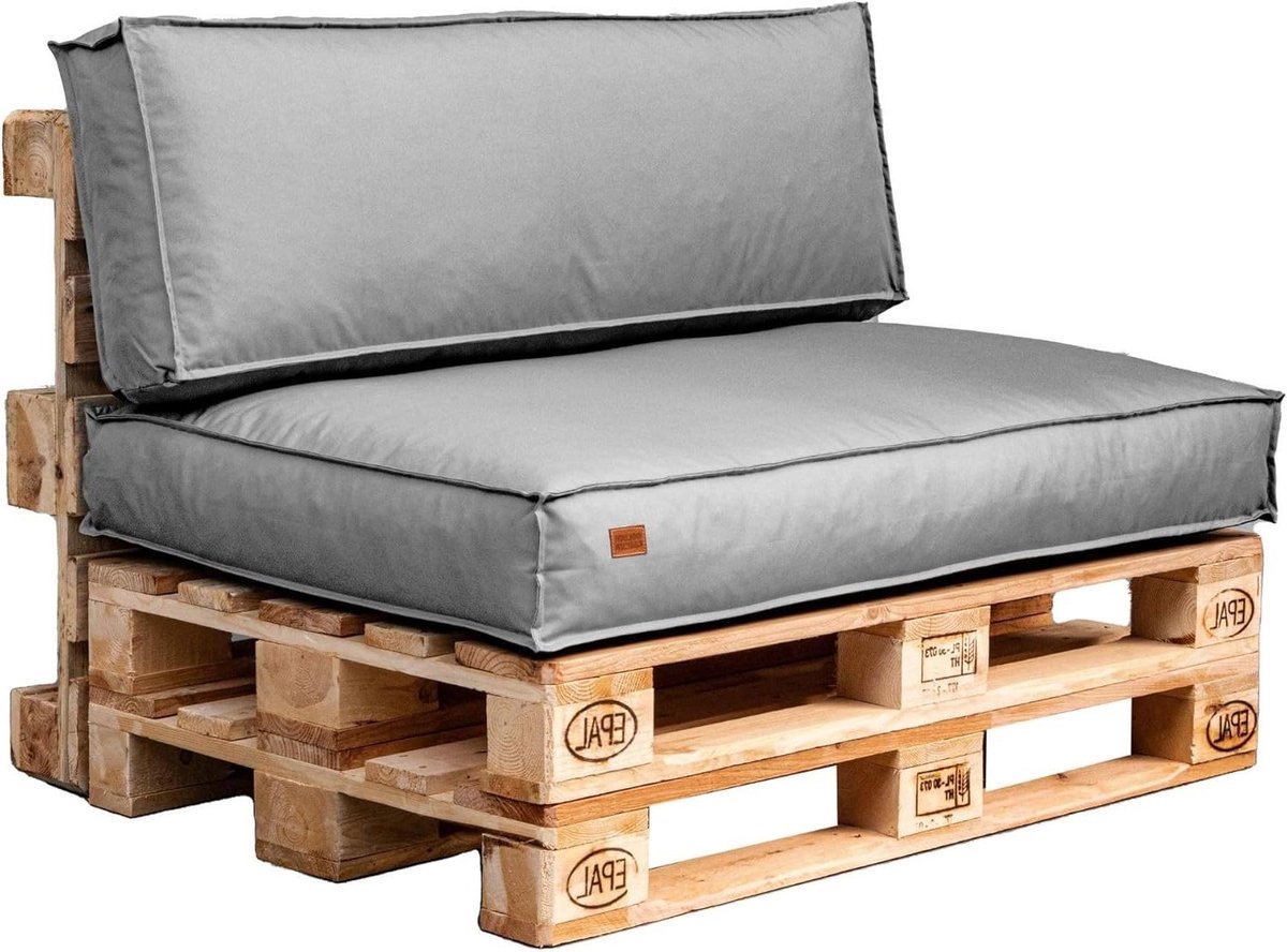 Tuinkussen set - Palletkussens - Zitcomfort buiten - Waterdichte stof - 120x80 cm - Grijs