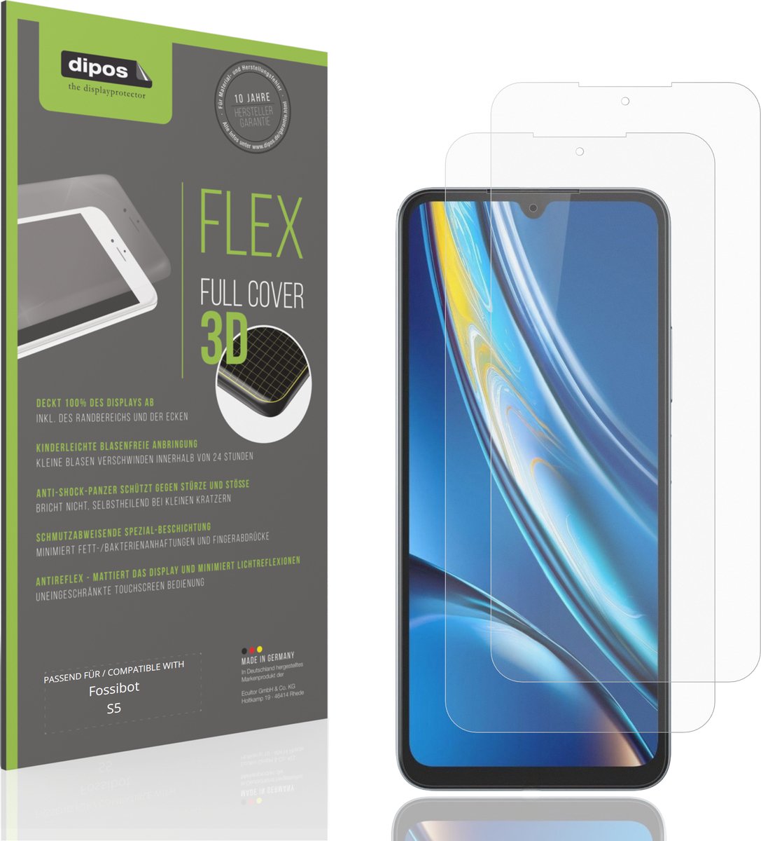 dipos FLEX – 2x Matte Screenprotector geschikt voor Fossibot S5 | Volledige Schermbescherming | Case-Friendly