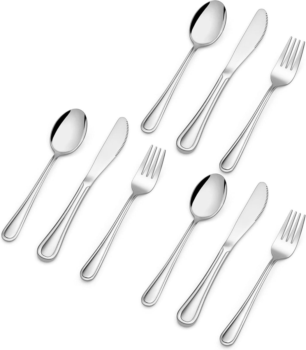9-delig RVS Kinderen Bestek Set met Lepel, Vork en Mes voor Peuters, Perfect als Cadeau voor Doop of Verjaardag, Veilig en Gezond, Vaatwasserbestendig