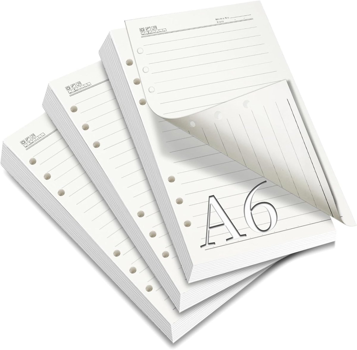 3-Pack Navullingen voor A6 Gelijnd Papier - 180 Vellen, 360 Pagina's, 6-Gats Ringband Invoegen, Dikke Bladen voor School, Kantoor en Thuisorganisatie
