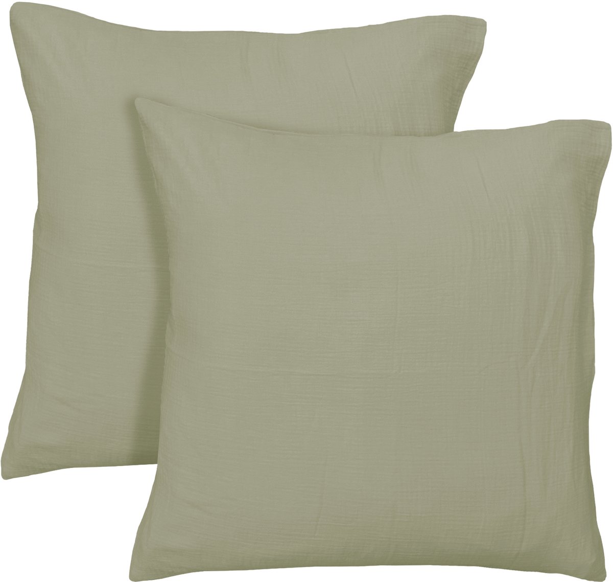Matt & Rose Set Kussenslopen - Celadon Groen - (2x) 65 x 65 cm - Mousseline Katoen