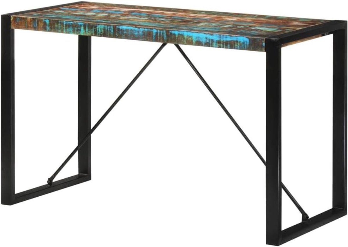 Eettafel Hout Metaal - Keukentafel Bartafel - Woonkamer Inrichten - Gerecycled Oud Hout - 120x55x76 cm - Bruin