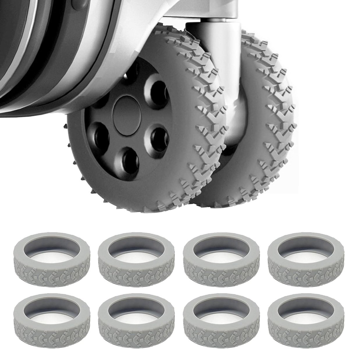 Set van 8 Siliconen Wielen Beschermhoezen voor Bagage en Koffers, Antislip en Waterdicht, Ideaal voor Meubilair en Spinner Wielen