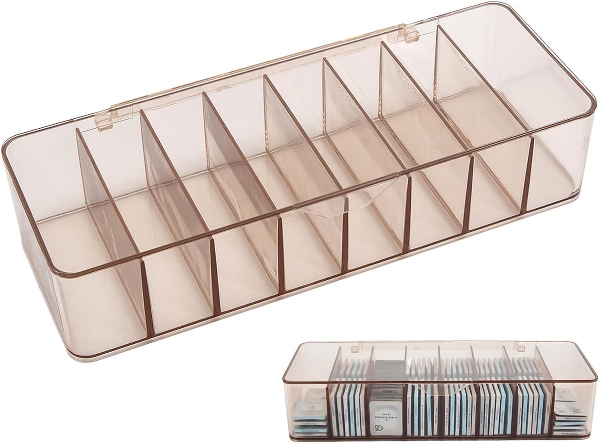 Transparante organizer voor daglenzen, stapelbare opbergdoos voor contactlenzen, cosmetica en sieraden (26 x 9,5 x 5,5 cm)