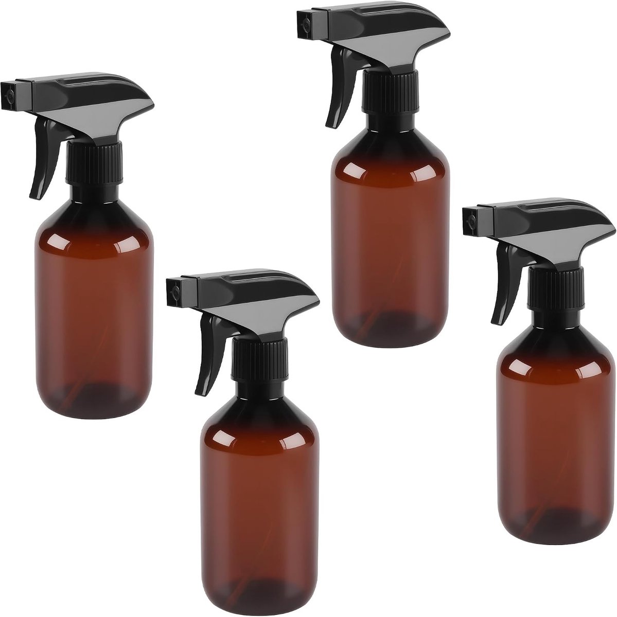 Set van 4 Bruine Lege Spuitflessen 300ml - Hervulbare Fijne Mist Spuit voor Haarverzorging, Plantenverzorging en Huishoudelijke Reiniging