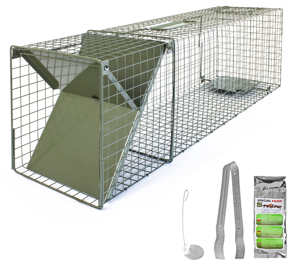 Levende val, groene draadval, marter, levende wezel, tuin, konijn, verplaatsingsval, woonaccessoire, rattenafweermiddel, zolderrattenval, 102 x 29 x 31 cm, Petigi