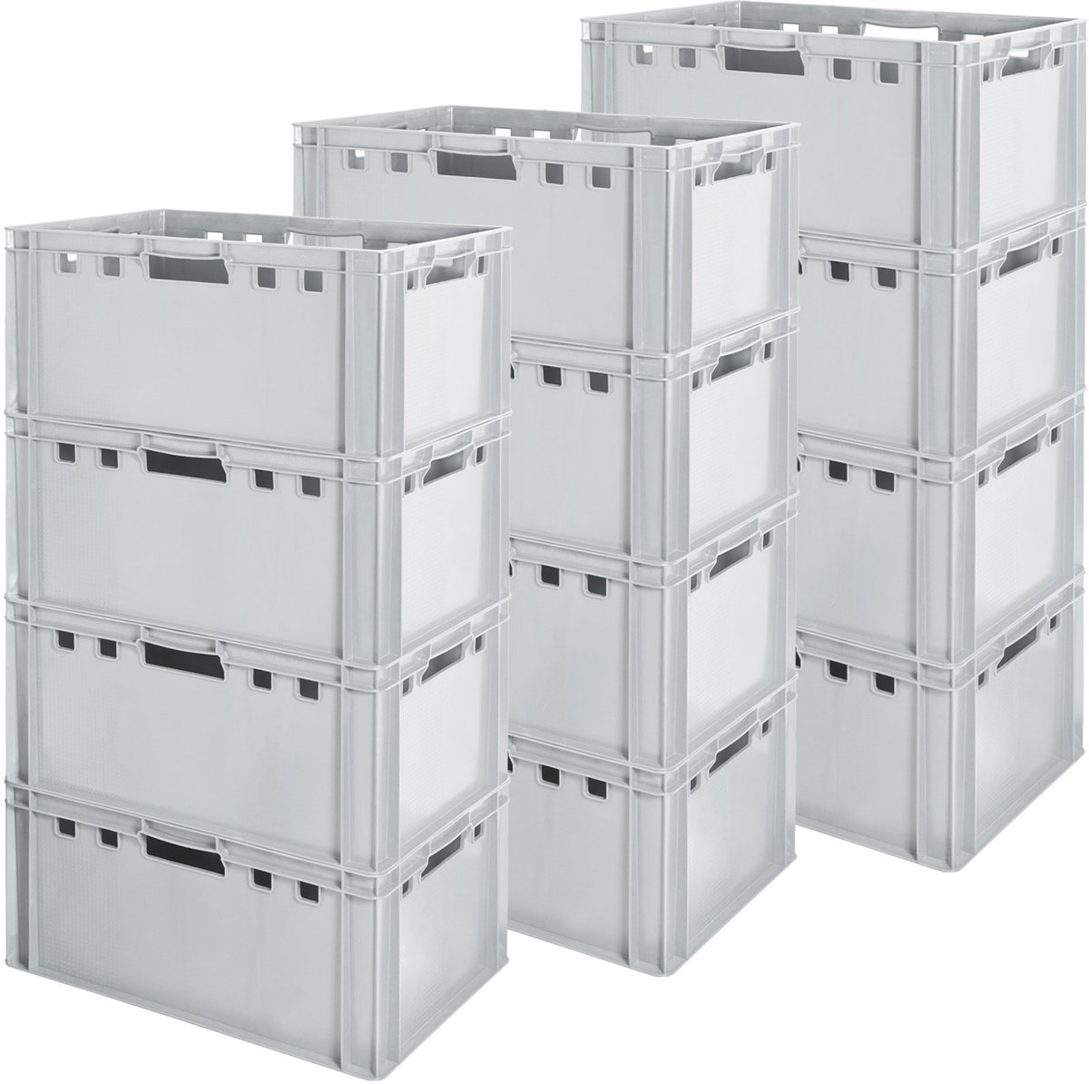 12 E3 Vleeskrat, Voedselveilige Eurobox, Slagerskist, Opbergdoos, Plastic Bak, Stapelbare Opbergkrat, 60 x 40 cm, Grijs, Kingpower