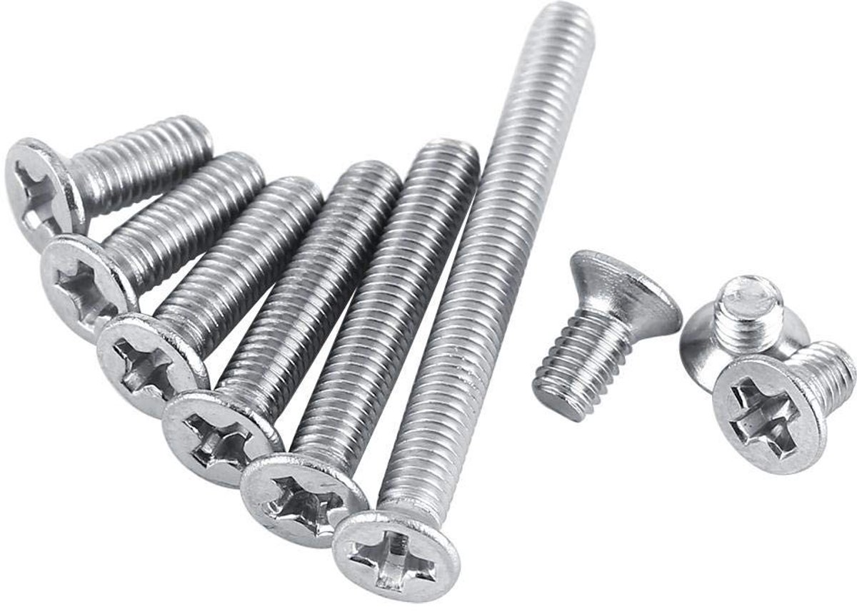 100 Stuks M3 Machine Schroeven, Pan Head en Flat Head RVS 304, Diverse Maten voor Bevestiging en Montage