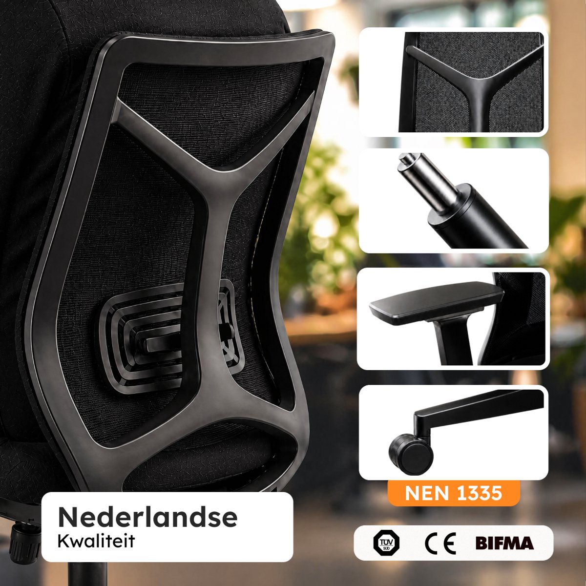 Roveo Ergonomische Bureaustoel - Office Gaming Chair - Volwassenen Game Stoel - Gamestoel - Zwart – foto 4