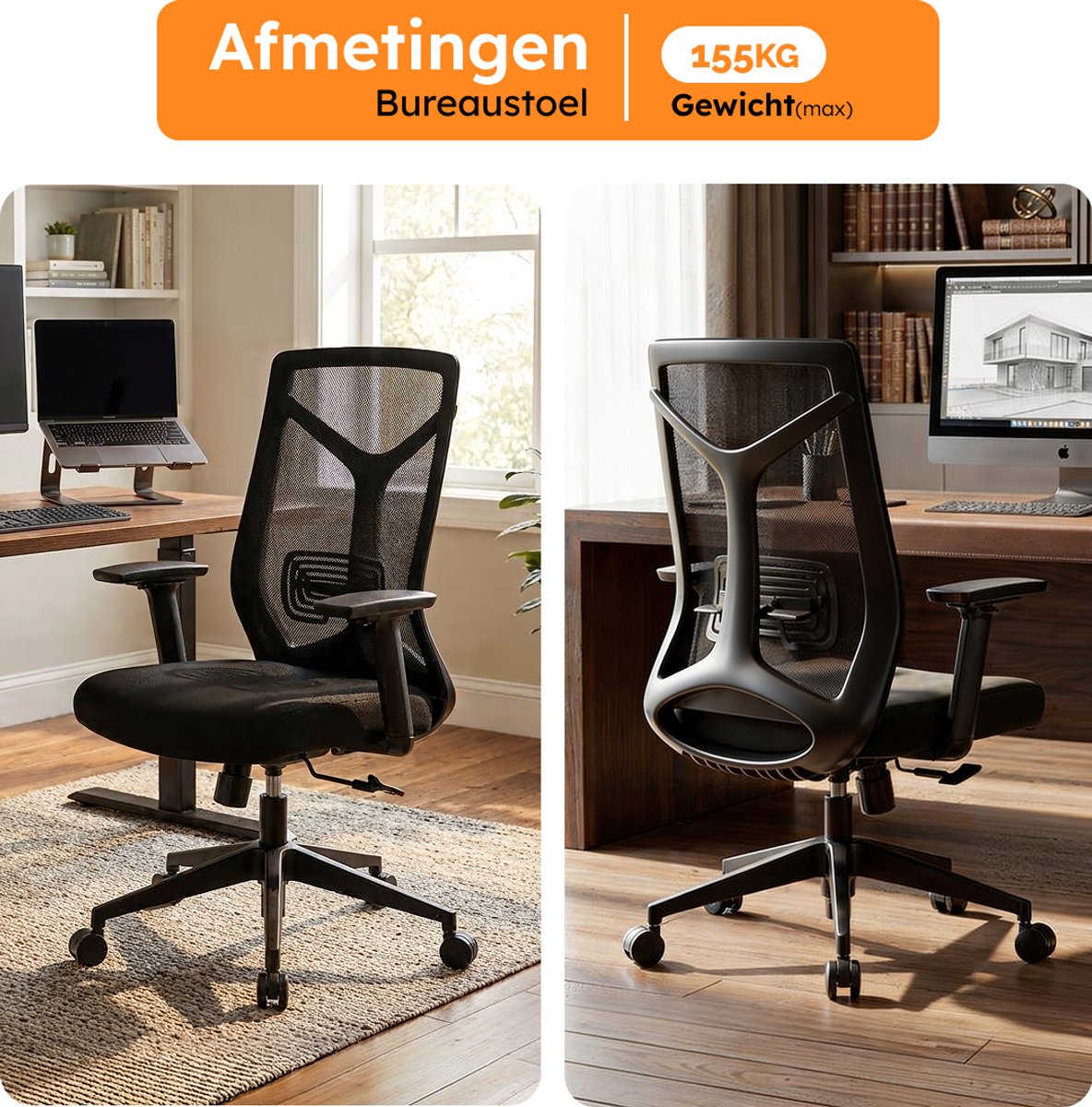 Roveo Ergonomische Bureaustoel - Office Gaming Chair - Volwassenen Game Stoel - Gamestoel - Zwart – foto 5